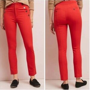 Anthropologie The Essential Slim Red Rouge Cropped Trousers Size 4